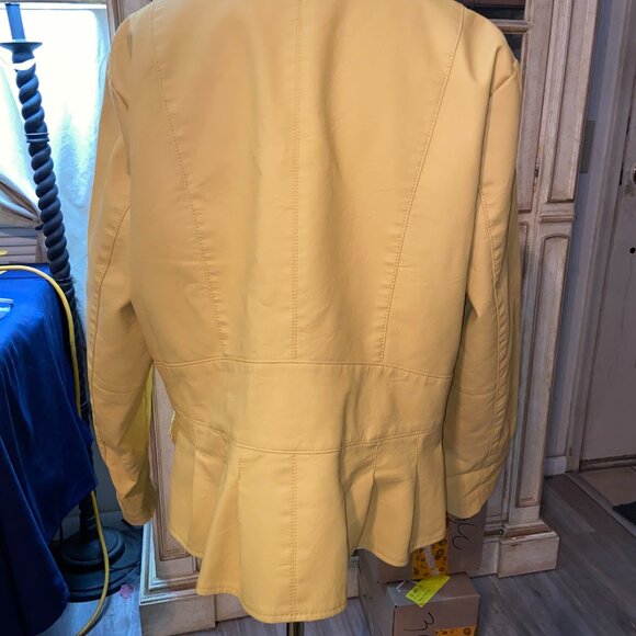 CLASSY MUSTARD YELLOW BACCINI JACKET PLEATED HEM XL - Picture 8 of 14